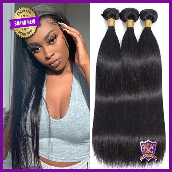 Straight Brazilian Virgin Human Hair Extensions 16-20 Inch 3 Bundle Set main image 4